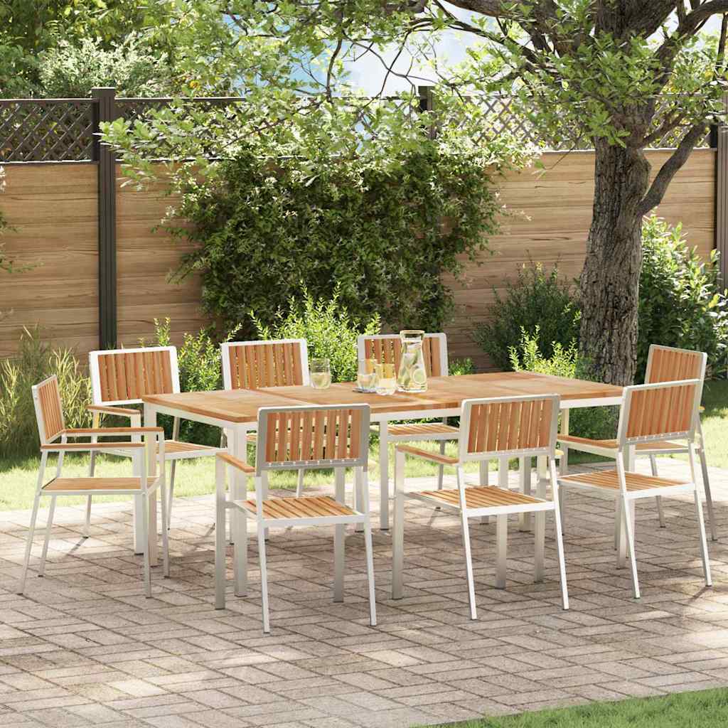 Garden Dining Set 9 pcs Brown Solid teak wood